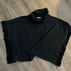 Elegant Black Turtleneck Poncho
